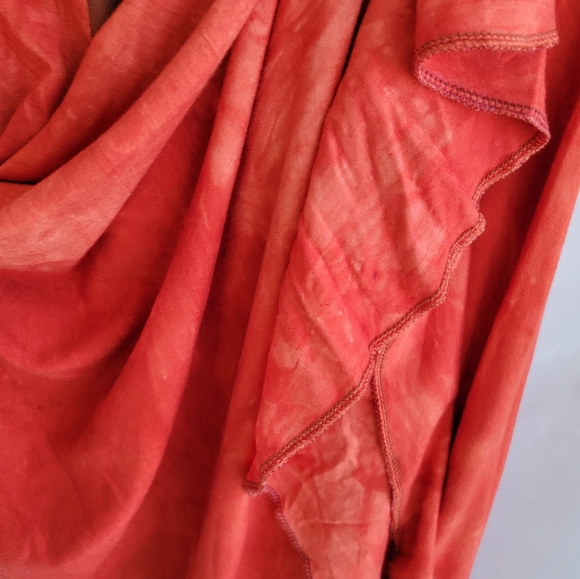 Red summer cover-up, mini dress, wear with leggings, boho. Sz M - Picture 7 of 9